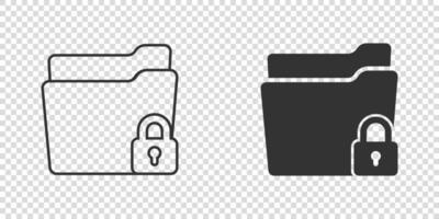 Berechtigungssymbol für Dateiordner im flachen Stil. Dokumentenzugriffsvektorillustration auf lokalisiertem Hintergrund. Geschäftskonzept für geheime Archivzeichen. vektor