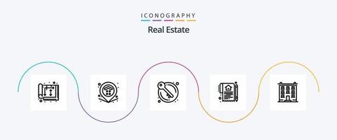 verklig egendom linje 5 ikon packa Inklusive avtal. hus. egendom. Hem. auktoritet vektor