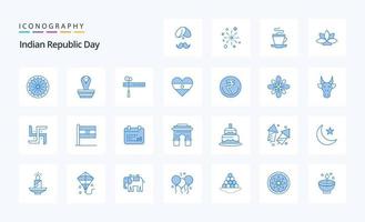 25 Indischer Tag der Republik blaues Symbolpaket vektor