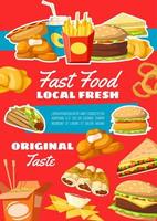 Fast-Food-Menü-Snacks-Vektor vektor