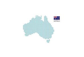 Australien Karta design blå cirkel, vit bakgrund med Australien flagga. vektor