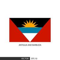 antigua und barbuda quadratische flagge auf weißem hintergrund und angeben ist vektor eps10.