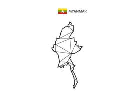 Mosaik-Dreiecke Kartenstil von Myanmar isoliert auf weißem Hintergrund. abstraktes Design für Vektor. vektor