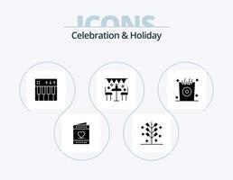 Feier- und Feiertags-Glyphen-Icon-Pack 5-Icon-Design. Urlaub. Feier. Feuerwerk. Klavier. Urlaub vektor