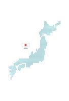 Japan-Kartendesign blauer Kreis, weißer Hintergrund mit Japan-Flagge. vektor