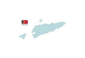 Timor-Leste-Kartendesign blauer Kreis, weißer Hintergrund mit Timor-Leste-Flagge. vektor