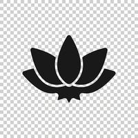 Lotus-Symbol im flachen Stil. Blumenblatt-Vektorillustration auf weißem getrenntem Hintergrund. Geschäftskonzept der Blütenpflanze. vektor