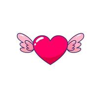 vektor tecknad serie illustration av en hjärta med vingar