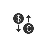 valuta utbyta ikon i platt stil. dollar euro överföra vektor illustration på vit isolerat bakgrund. finansiell bearbeta företag begrepp.