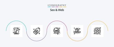SEO und Web Line 5 Icon Pack inklusive . Stern. Netz. online. Plus vektor