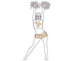 cheerleader flicka dragen med en monolin, ett linje konst, kontur, logotyp vektor
