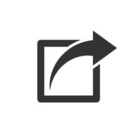 Schaltflächensymbol im flachen Stil teilen. Pfeilzeichen-Vektorillustration auf weißem getrenntem Hintergrund. Datei Geschäftskonzept senden. vektor