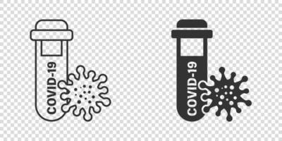 Coronavirus-Testsymbol im flachen Stil. Covid-19-Vektorillustration auf isoliertem Hintergrund. Geschäftskonzept für medizinische diagnostische Zeichen. vektor