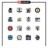 uppsättning av 16 modern ui ikoner symboler tecken för byggnad pengar låda finansiera handla redigerbar kreativ vektor design element