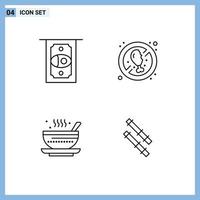 Stock Vector Icon Pack mit 4 Zeilenzeichen und Symbolen für atm heiß kein Fleisch frisch qehwa editierbare Vektordesign-Elemente