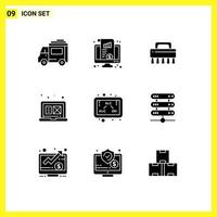 Stock Vector Icon Pack mit 9 Zeilenzeichen und Symbolen für Ethanol-Grafikdesign Geldgrafikdesign editierbare Vektordesign-Elemente