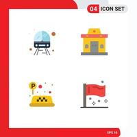 Aktienvektor-Icon-Pack mit 4 Zeilenzeichen und Symbolen für öffentliche Taxi-Fahrzeugticketkongresse editierbare Vektordesign-Elemente vektor