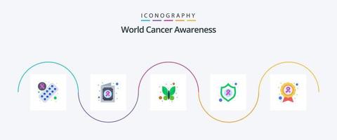 World Cancer Awareness Flat 5 Icon Pack inklusive Krankheit. Schleife. Insekt. Krebs. Krebs vektor