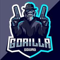 gorilla trupp esport logotyp design vektor