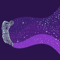 astronauten, die basketball spielen, isoliert in lila vektor