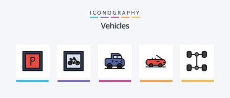 Fahrzeuglinie gefüllt 5 Icon Pack einschließlich . Wagen. Kajak. Fahrzeuge. kreatives Symboldesign vektor
