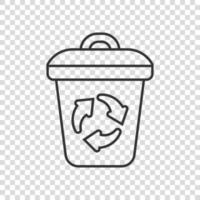 Mülleimer-Symbol im flachen Stil. Recycling-Vektor-Illustration auf weißem Hintergrund isoliert. Papierkorb Zeichen Geschäftskonzept. vektor