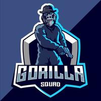 gorilla trupp esport logotyp design vektor