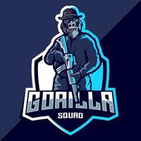 gorilla trupp esport logotyp design vektor