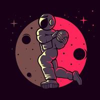 astronauten, die lustigen basketball spielen vektor