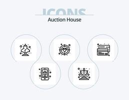 auktion linje ikon packa 5 ikon design. vin. alkohol. hus. märka. närvarande vektor