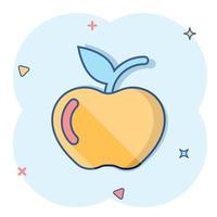 Apple-Symbol im Comic-Stil. Cartoon-Vektorillustration der frischen Frucht auf weißem lokalisiertem Hintergrund. Geschäftskonzept mit saftigem Food-Splash-Effekt. vektor