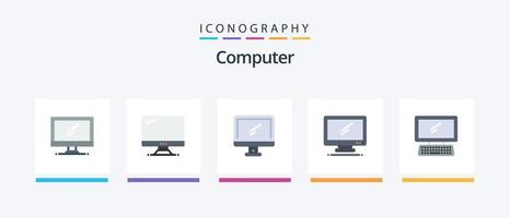 Computer Flat 5 Icon Pack inklusive . Tastatur. kreatives Ikonendesign vektor