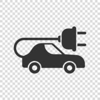 Elektroauto-Symbol im flachen Stil. Elektro-Auto-Vektor-Illustration auf weißem, isoliertem Hintergrund. Ökologie Transport Geschäftskonzept. vektor