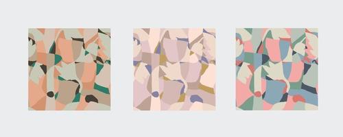 vektor blad och geometrisk skikten illustration sömlös upprepa mönster 3 Färg sätt uppsättning