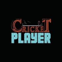 Cricket-Spieler-Vektor-T-Shirt-Design. Cricket-T-Shirt-Design. kann für bedruckte Tassen, Aufkleberdesigns, Grußkarten, Poster, Taschen und T-Shirts verwendet werden. vektor