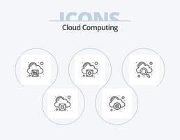 moln datoranvändning linje ikon packa 5 ikon design. moln. säkerhet. kolla upp. hänglås. moln vektor