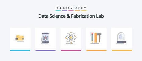 data vetenskap och tillverkning labb platt 5 ikon packa Inklusive digital. design. forskning. vetenskap. information. kreativ ikoner design vektor