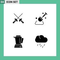 uppsättning av 4 modern ui ikoner symboler tecken för fäktning maskin konstruktion blandare regn redigerbar vektor design element