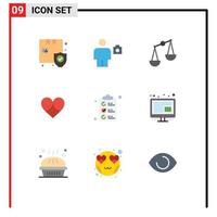 universell ikon symboler grupp av 9 modern platt färger av kolla upp lista tycka om Foto kärlek gåva redigerbar vektor design element