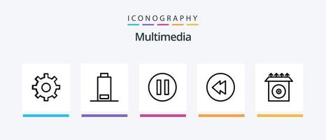 Multimedia Line 5 Icon Pack inklusive . Multimedia. Multimedia. kreatives Symboldesign vektor