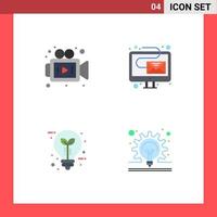 Aktienvektor-Icon-Pack mit 4 Zeilenzeichen und Symbolen für Digital-Newsletter für Kamerastrom, leicht editierbare Vektordesign-Elemente vektor