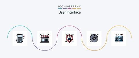 användare gränssnitt linje fylld platt 5 ikon packa Inklusive . läsa. skydda. utbildning. dvd vektor