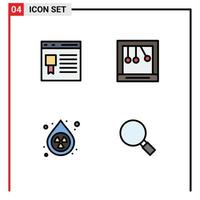 Stock Vector Icon Pack mit 4 Zeilenzeichen und Symbolen für Browser-Drop-Page-Wiegenverschmutzung editierbare Vektordesign-Elemente