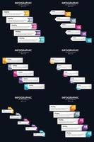 Vektor 6 Infografiken Pack Präsentationsfolie Vorlage 5 Schritte Zyklusdiagramme und Zeitleisten