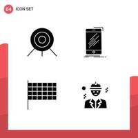 användare gränssnitt packa av 4 grundläggande fast glyfer av bågskytte mark enhet smartphone avatar redigerbar vektor design element
