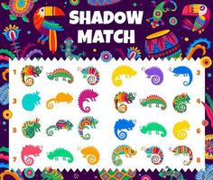 Shadow-Match-Spiel mit mexikanischem Chamäleon vektor