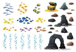 Unterwasserlandschaften, Wildtiere, Fische, Steine vektor