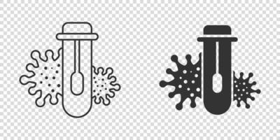 Coronavirus-Testsymbol im flachen Stil. Covid-19-Vektorillustration auf isoliertem Hintergrund. Geschäftskonzept für medizinische diagnostische Zeichen. vektor