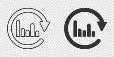 Diagramm-Pfeil-Symbol im flachen Stil. Finanzanalytik-Vektorillustration auf weißem, isoliertem Hintergrund. Prognosezeichen Geschäftskonzept. vektor