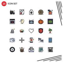 25 kreative Symbole moderne Zeichen und Symbole von Cup Pizza Lock Pad Peperoni trinken editierbare Vektordesign-Elemente vektor